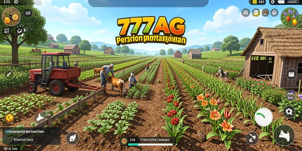 Tampilan menarik dan interaktif dari gameplay pertanian di 777AG.