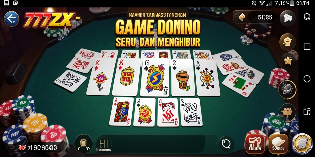Tampilan gameplay seru di 777ZX dengan tema domino.