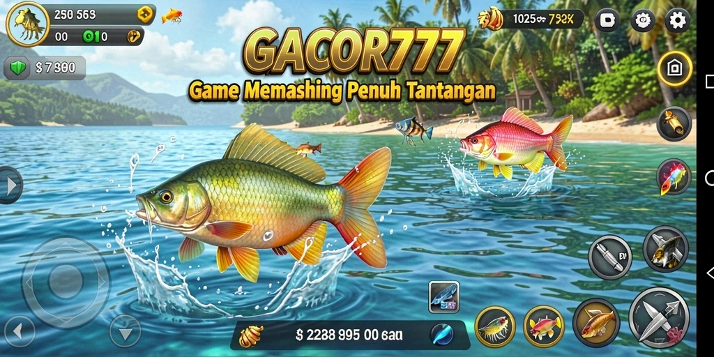 Gameplay seru GACOR777 dengan berbagai ikan menunggu untuk ditangkap.