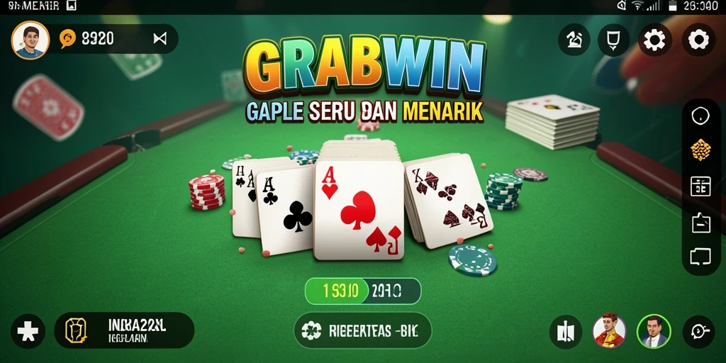 Screenshot gameplay <strong>GRABWIN</strong> menampilkan suasana bermain Gaple yang seru.