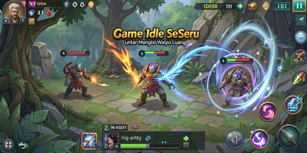Screenshot utama ID098 menampilkan pengalaman gameplay Idle yang mengasyikkan.