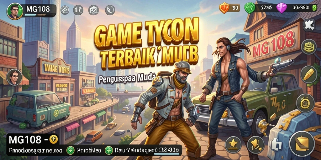 Screenshot utama MG108 menampilkan gameplay Tycoon yang menarik dan interaktif.