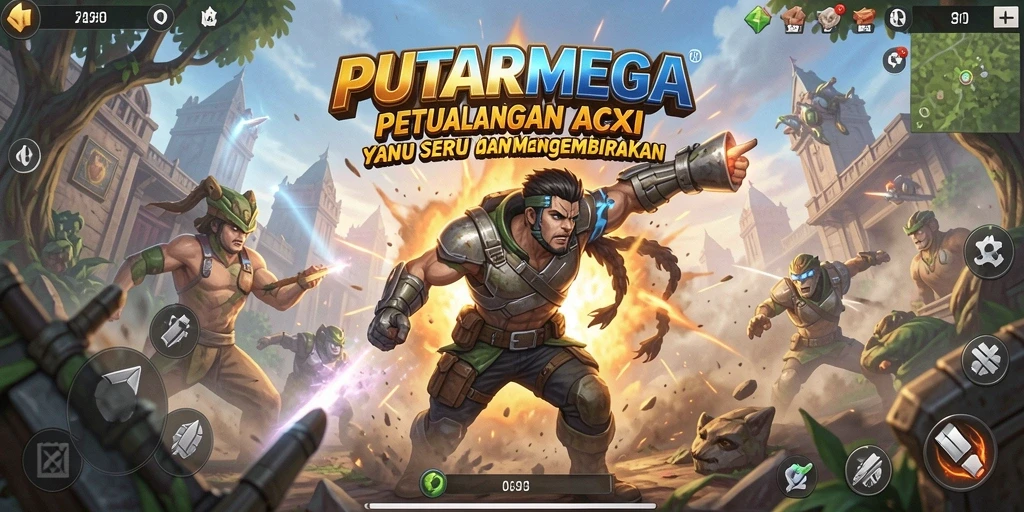 Tampilan gameplay PUTARMEGA yang penuh aksi dan tantangan.