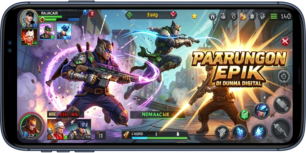 Tangkapan layar game RAJACAIR menampilkan aksi pertarungan yang penuh semangat.
