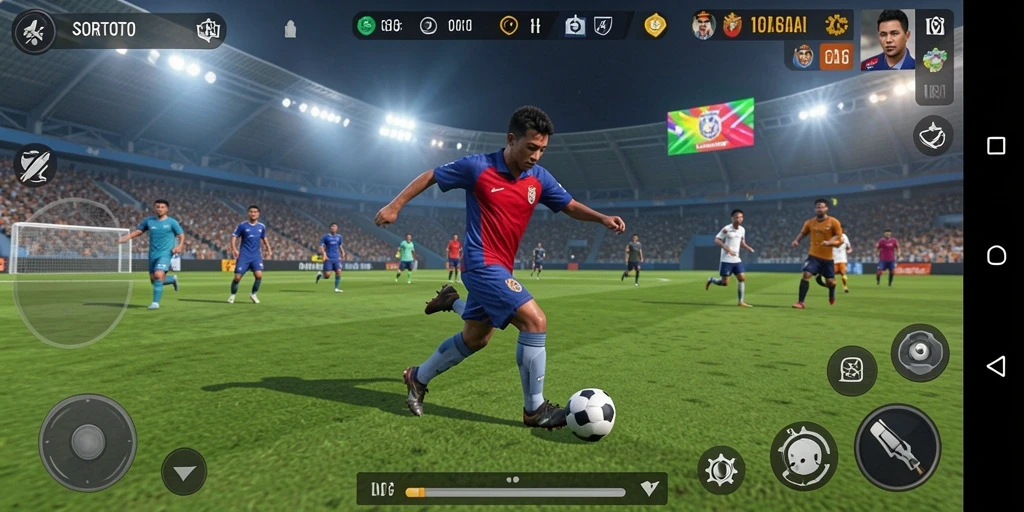 Gameplay SORTOTO yang mendebarkan dengan aksi sepak bola nyata.